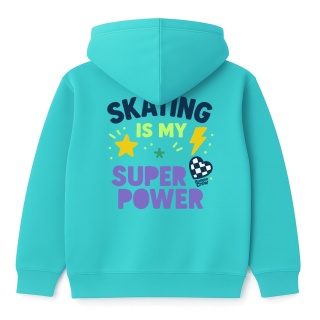 Bluza z kapturem dla dzieci Skating Is My Super Power – active streetwear (turkusowa)