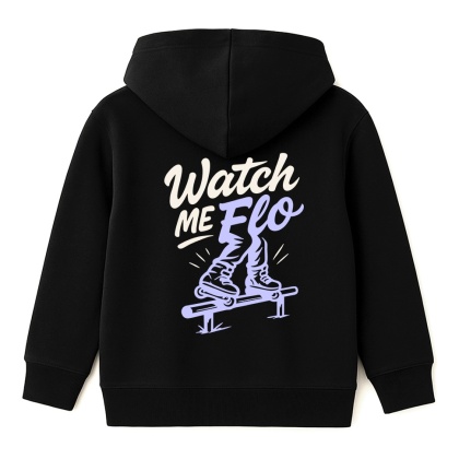 Bluza z kapturem dziecięca Watch Me Flo – freestyle urban hoodie (czarna)