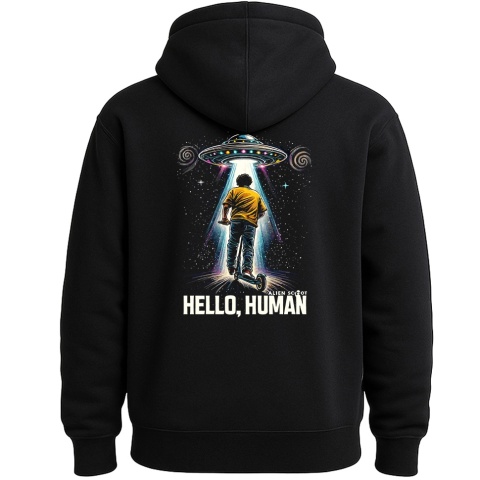 Bluza z kapturem Hello human UFO