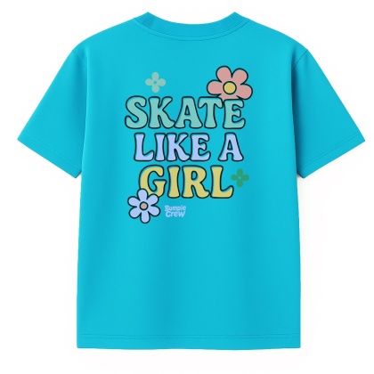 Koszulka dziecięca Skate Like a Girl – skate style dla dziewczynek (błękitna)
