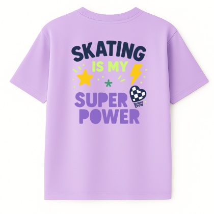 T-shirt dziecięcy Skating Is My Super Power – streetwear kids (liliowy)