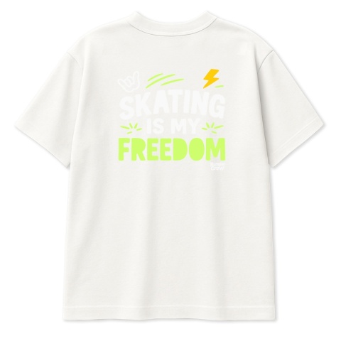 T-shirt dziecięcy Skating Is My Freedom – streetwear kids (biały)