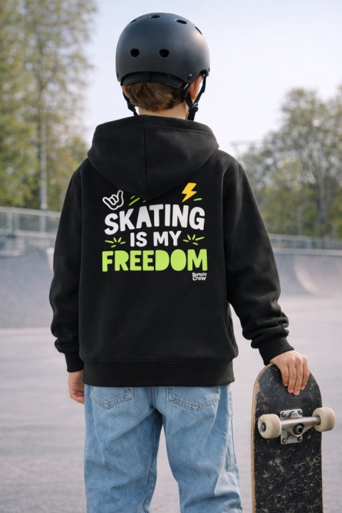 Bluza dziecięca Skating Is My Freedom – urban hoodie dla dzieci (czarna)