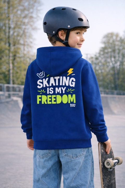 Bluza dziecięca Skating Is My Freedom – urban hoodie dla dzieci (granatowa)