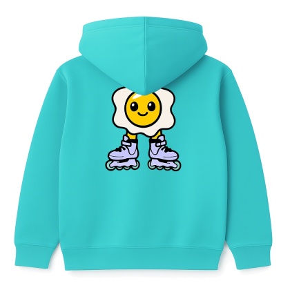 Bluza dziecięca z kapturem Jajko Rolki – skate hoodie (turkusowa)