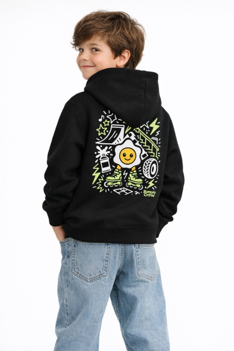 Bluza dziecięca z kapturem Jajko Skatepark – streetwear kids (czarna)