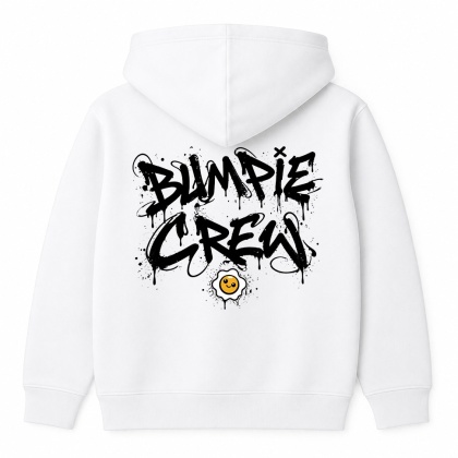 Bluza z kapturem Bumpie Crew Graffiti – unisex streetwear (biała)