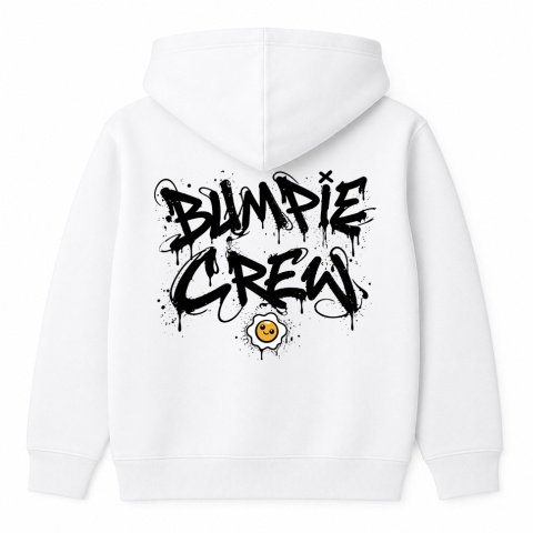 Bluza z kapturem Bumpie Crew Graffiti – unisex streetwear (biała)