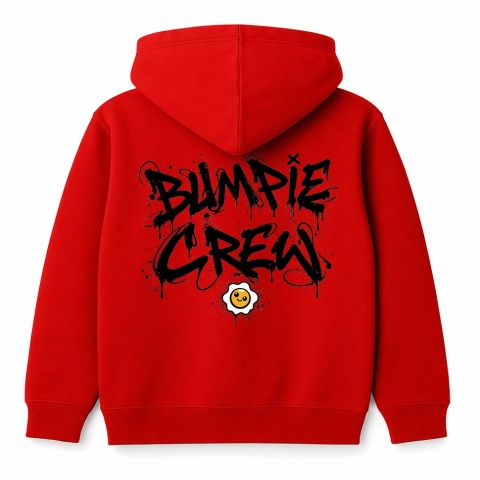 Bluza z kapturem Bumpie Crew Graffiti – unisex streetwear (czerwona)