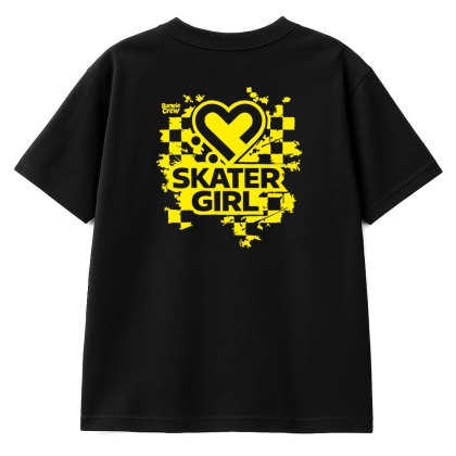 Koszulka dziecięca Skater Girl – streetwear (czarna)