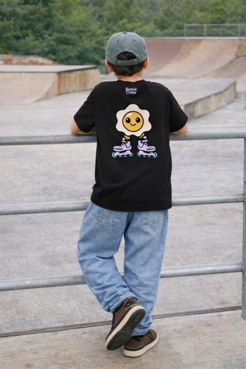 Koszulka z jajkiem na rolkach dla chłopców i dziewczynek (czarna)