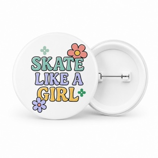 Przypinka na plecak 58mm - Bumpie Crew Skate like a girl (biały)