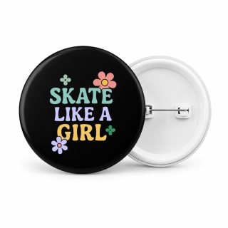 Przypinka na plecak 58mm - Bumpie Crew Skate like a girl (czarny)