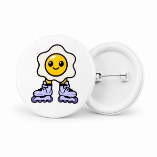 Przypinka na plecak 58mm - Bumpie Crew jajko rolki (biały)