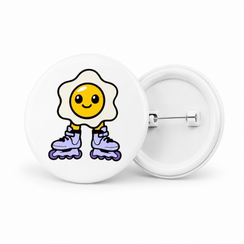 Przypinka na plecak 58mm - Bumpie Crew jajko rolki (biały)