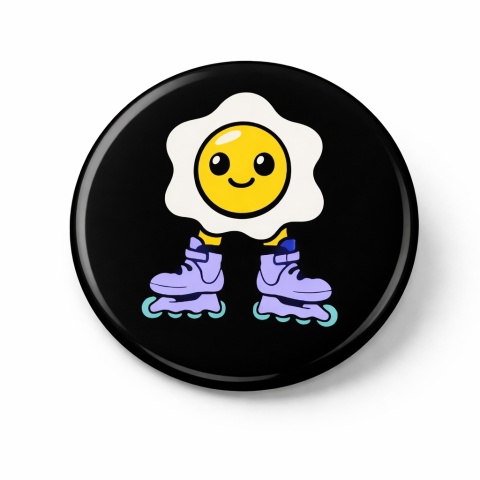 Przypinka na plecak 58mm - Bumpie Crew jajko rolki (czarny)