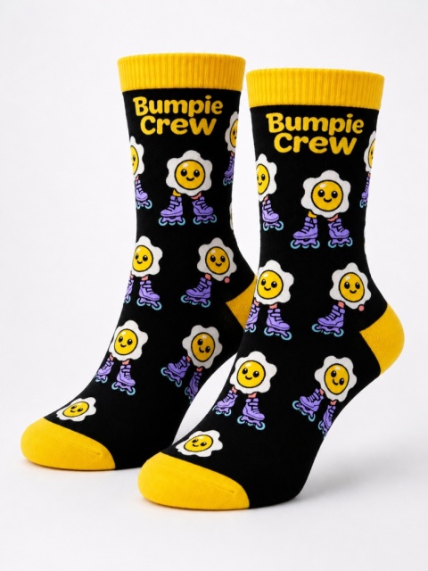 Skarpetki dziecięce EGG sportowe Bumpie Crew – streetwear jajko rolki (czarny)