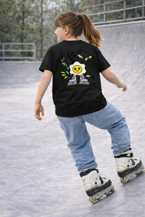 T-shirt dziecięcy Jajko Flower – miejski styl dla dzieci (czarny)