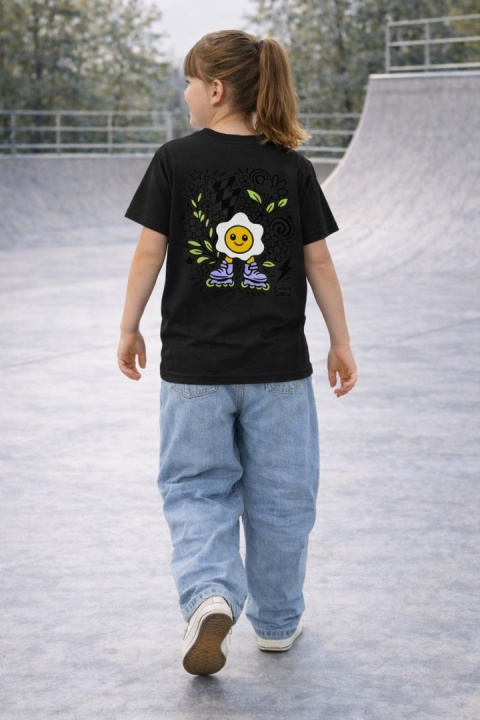 T-shirt dziecięcy Jajko Flower – miejski styl dla dzieci (czarny)