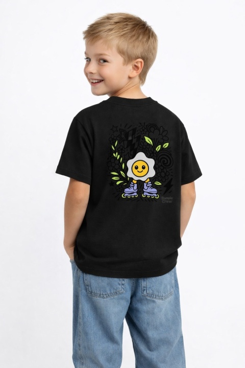 T-shirt dziecięcy Jajko Flower – miejski styl dla dzieci (czarny)