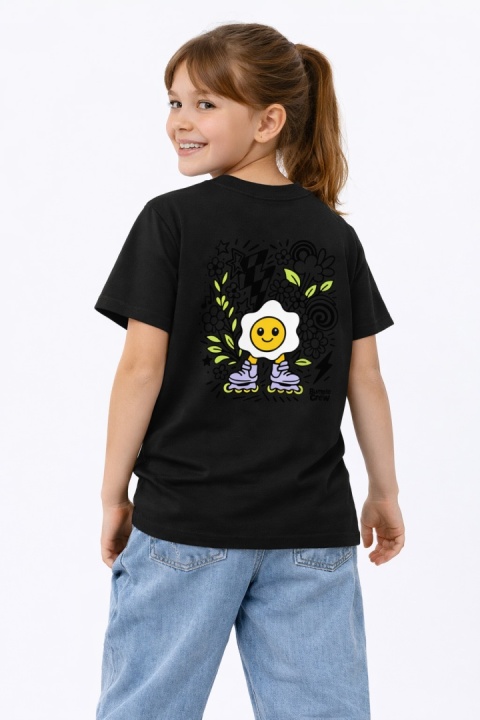 T-shirt dziecięcy Jajko Flower – miejski styl dla dzieci (czarny)