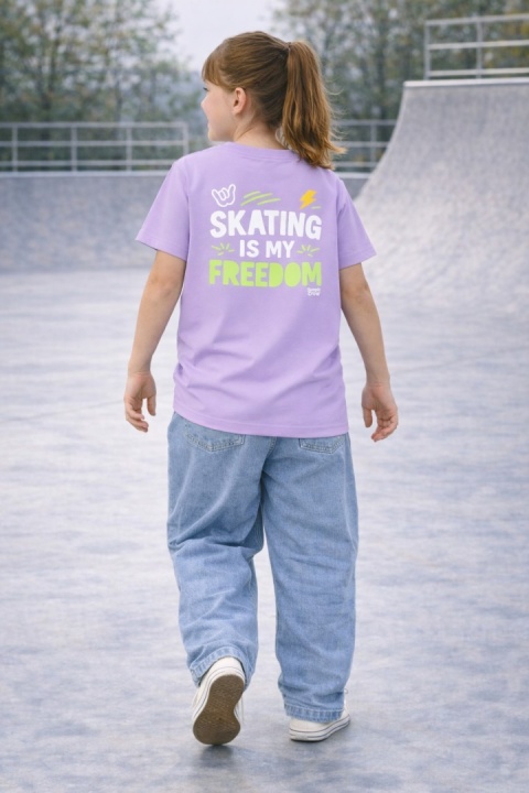 T-shirt dziecięcy Skating Is My Freedom – streetwear kids (liliowy)