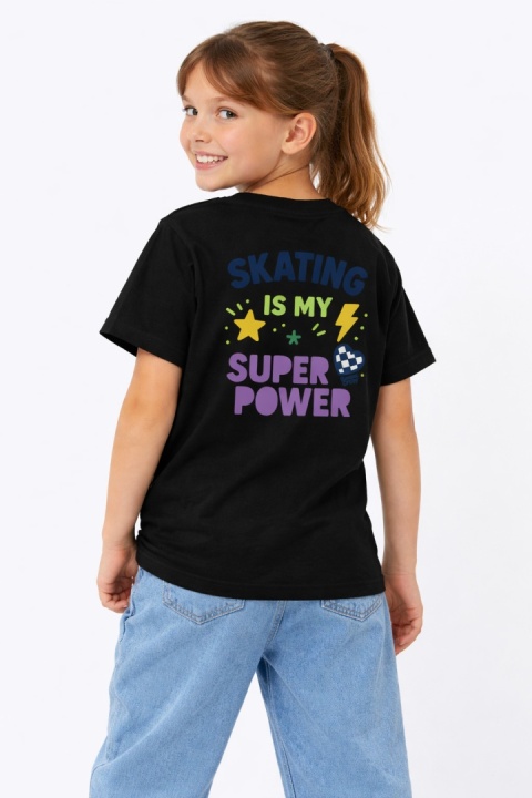 T-shirt dziecięcy Skating Is My Super Power – streetwear kids (czarny)