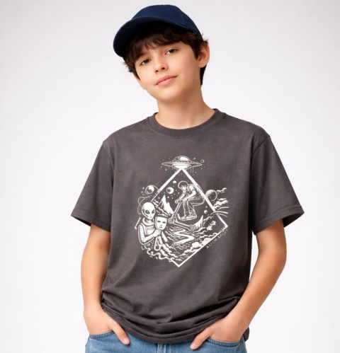 T-shirt hulajnoga Hello Human Starfall - Koszulka na hulajnogę wyczynowa Alien Scoot (grafitowa)