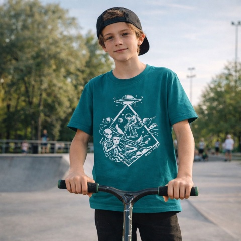 Morska koszulka Alien Scoot Hello Human