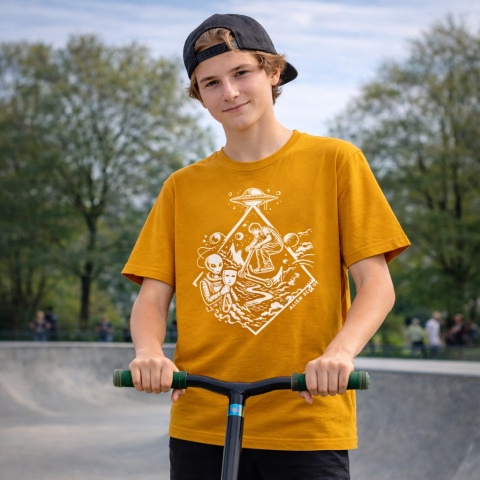 T-shirt Hello Human Starfall - Koszulka na hulajnogę wyczynowa Alien Scoot (musztardowa)