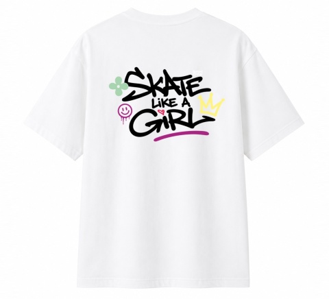 T-shirt na rolki Bumpie Crew GLOW MODE - LIKE A GIRL (biały)