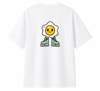 T-shirt na rolki Bumpie Crew GLOW MODE - JAJKO NA ROLKACH (biały)